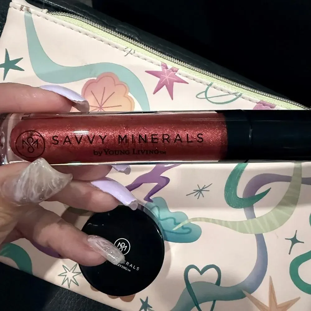 Savvy Minerals by Young Living Lip Gloss Anchors Away Eyeshadow Crushin Bag NEW